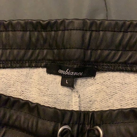 Sweatpant Joggers w/ Faux Leather detail, Sz L - Picture 5 of 5